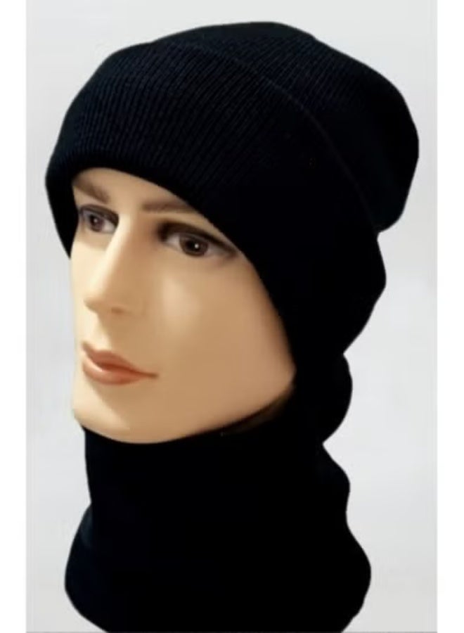 HALAMODO قبعة دلو للرجال قبعة دافئة للرجال قبعة محبوكة مقاومة للبرد ومقاومة للرياح قبعة شتوية للخارج، قبعة شتوية قبعة محبوكة قبعات تخزين (قبعة وشال) - Image 2